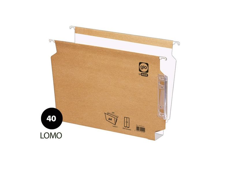 ELBA - Paquete DE 25 CARPETAS COLGANTES LOMO 40MM VISOR LATERAL FORMATO A4 (Ref.400021925)