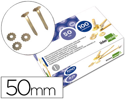 LIDERPAPEL - ENCUADERNADORES 50 MM CON ARANDELA -LATONADOS -CAJA DE 100 (Ref.FS08)