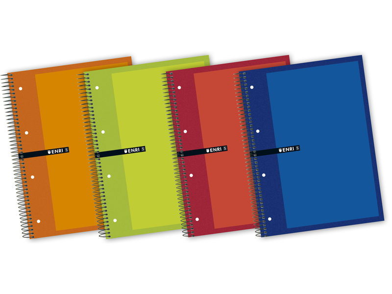 ENRI - Cuaderno espiral 5ud 160h A4+ Cuadricula 5x5 Surtido (Ref.100430093)