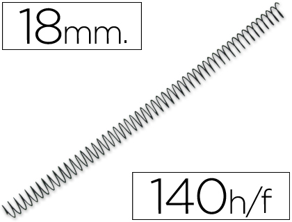 Q-CONNECT - ESPIRAL METALICO 64 5:1 18MM 1,2MM CAJA DE 100 UNIDADES (Ref.KF04433)