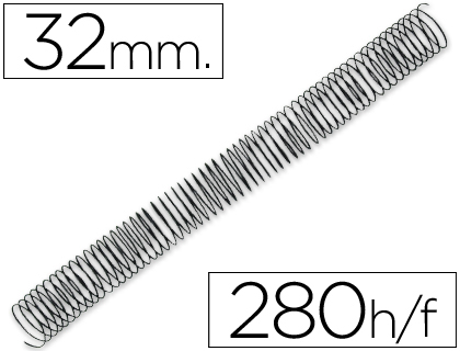 Q-CONNECT - ESPIRAL METALICO 64 5:1 32MM 1,2MM CAJA DE 50 UNIDADES (Ref.KF04440)