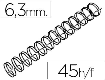 GBC - ESPIRAL WIRE 3:1 6,3 MM N.4 NEGRO CAPACIDAD 45 HOJAS CAJA DE 100 UNIDADES (Ref.RG810410)