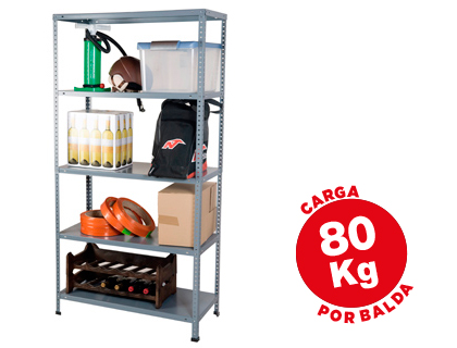 AR STORAGE - ESTANTERIA METALICA 180X90X40 CM 5 ESTANTES 80 KG POR ESTANTE COLOR GRIS (Ref.BRICOL 40)