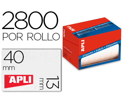 APLI - ETIQUETA ADHESIVA TAMAÑO 13X40 MM EN ROLLO DE 2800 UNIDADES (Ref.1681)