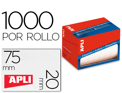 APLI - ETIQUETA ADHESIVA TAMAÑO 20X75 MM EN ROLLO DE 1000 UNIDADES (Ref.1687)
