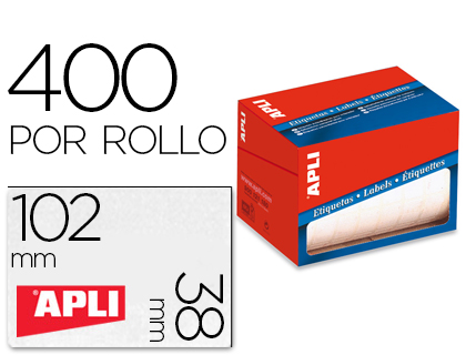 APLI - ETIQUETA ADHESIVA TAMAÑO 38X102 MM EN ROLLO DE 400 UNIDADES (Ref.1698)