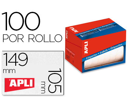 APLI - ETIQUETA ADHESIVA TAMAÑO 105X149 MM EN ROLLO DE 100 UNIDADES (Ref.1706)