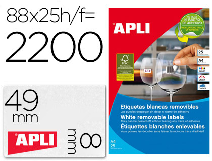 APLI - ETIQUETA ADHESIVA REMOVIBLE ESPECIAL JOYERIA 45X8 MM FOTOCOPIADORA LASER INK-JET CAJA CON 25 (Ref.10314)