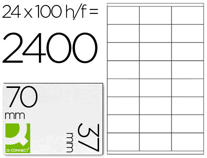 Q-CONNECT - ETIQUETA ADHESIVA TAMAÑO 70X37 MM FOTOCOPIADORA LASER INK-JET CAJA CON 100 HOJAS DIN A4 (Ref.KF10647)