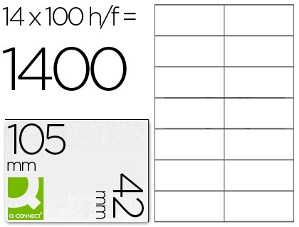 Q-CONNECT - ETIQUETA ADHESIVA TAMAÑO 105X42 MM FOTOCOPIADORA LASER INK-JET CAJA CON 100 HOJAS DIN A4 (Ref.KF10655)