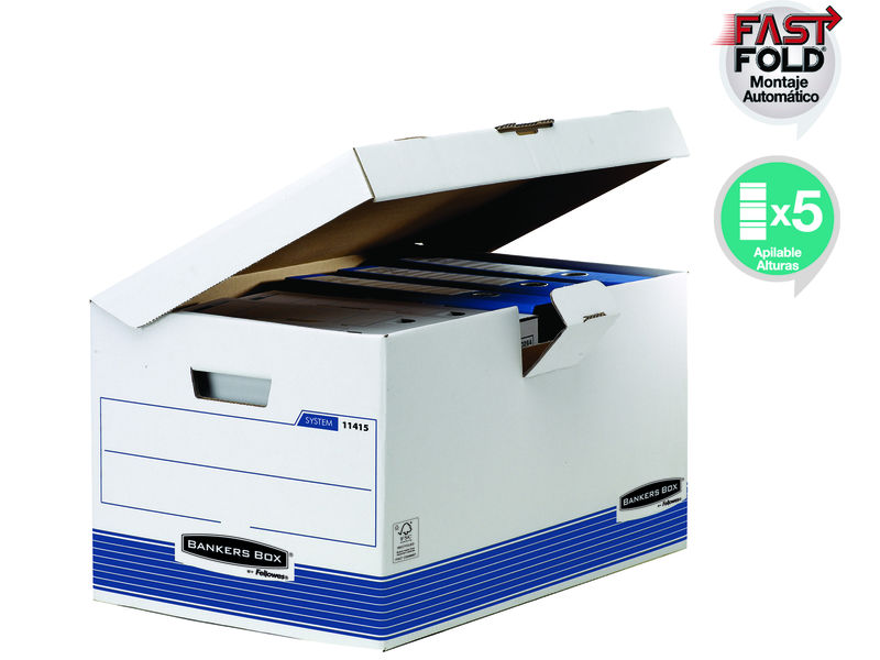 FELLOWES - Contenedor montaje automático más rápido mayor resist.asas reforz.apil.hsta 4 alt. (Ref.1141501)