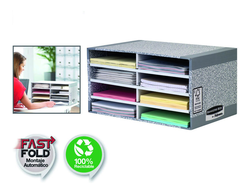 FELLOWES - Clasificadores sobremesa 8 compartimentos 490X260X310 Jaspeado Cartón (Ref.08750EU)