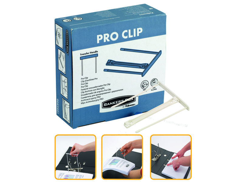 FELLOWES - Pack DE 100 FASTENER PLASTICO DE 100MM DE CAPACIDAD COLOR BLANCO (Ref.0089701)