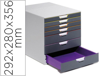 DURABLE - FICHERO CAJONES DE SOBREMESA VARICOLOR APILABLES 7 CAJONES PLASTICO 292X280X356 MM (Ref.7607-27)