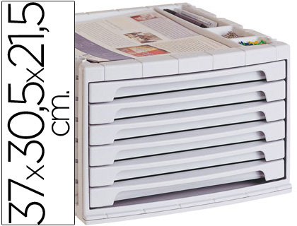 Q-CONNECT - FICHERO CAJONES DE SOBREMESA 37X30,5X21,5 CM BANDEJA ORGANIZADORA SUPERIOR 6 CAJONES GRIS OPACO (Ref.KF18434)