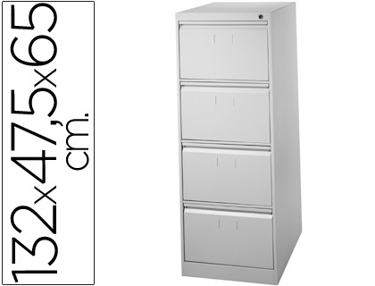 FICHERO CAJONES DE SUELO METAL 4 CAJONES 132 CM ALTO 65 CM PROF 47,5 ANCHO COLOR GRIS 75 GUIAS TELESCOPIC ANTIVUELC (Ref.F-1304A-GR75)