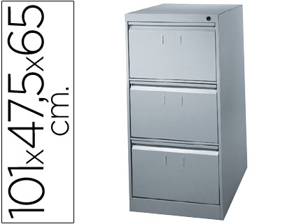 FICHERO CAJONES DE SUELO METALICO DE 3 CAJONES 101 ALTO,65 PROF. 47,5 ANCHO COLOR GRIS N.1375 (Ref.F-1003E-GR)