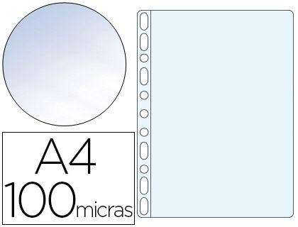 Q-CONNECT - FUNDA MULTITALADRO DIN A4 100 MC CRISTAL BOLSA DE 100 UNIDADES (Ref.KF14841)