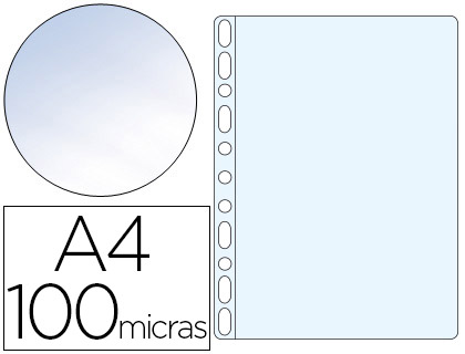 Q-CONNECT - FUNDA MULTITALADRO DIN A4 100 MC CRISTAL CAJA DE 100 UNIDADES (Ref.KF16602)