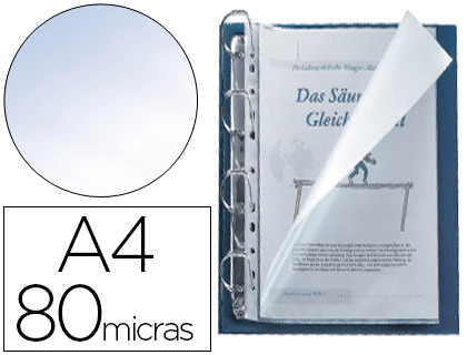 Q-CONNECT - FUNDA MULTITALADRO DIN A4 80 MICRAS CRISTAL CON APERTURA SUPERIOR Y LATERAL IZQUIERDA BOLSA DE 25 (Ref.KF00714)