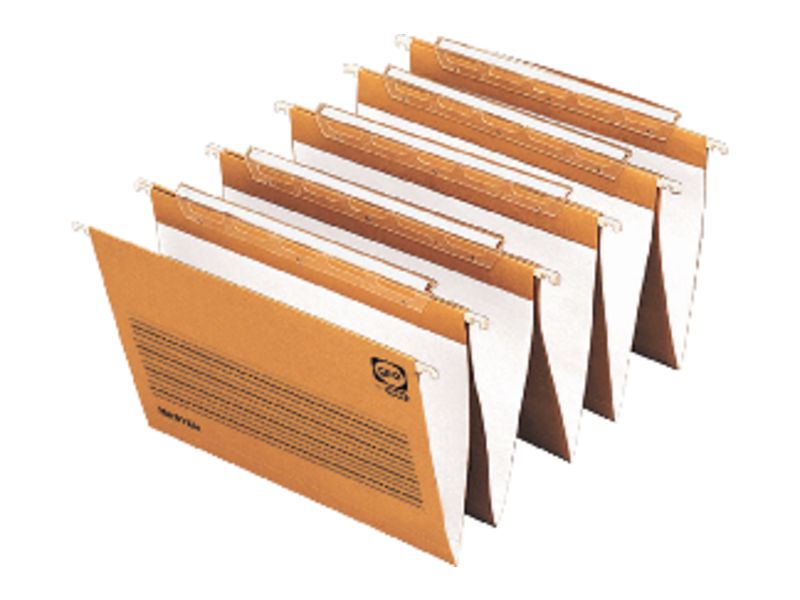 GIO - Carpeta colgante caja 25ud Folio Lomo V Kraft Visor superior Cartón (Ref.400021905)