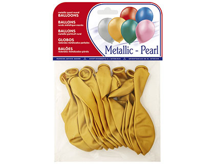 GLOBOS METALIZADOS ORO BOLSA DE 15 UNIDADES (Ref.20024)