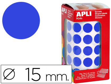 GOMETS AUTOADHESIVOS CIRCULARES 15 MM AZUL EN ROLLO CON 2832 UNIDADES (Ref.4856)