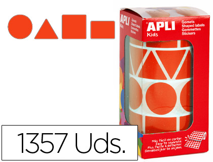 GOMETS AUTOADHESIVOS FIGURAS GEOMETRICAS TAMAÑO XL ROJO EN ROLLO CON 1357 UNIDADES (Ref.11163)