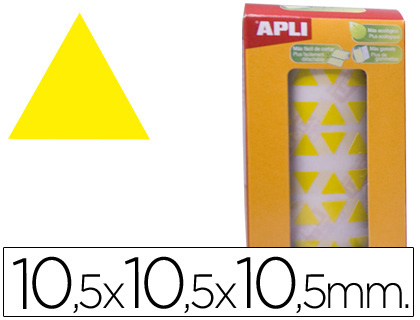 GOMETS AUTOADHESIVOS TRIANGULARES 10,5X10,5X10,5 MM AMARILLO EN ROLLO (Ref.4863)