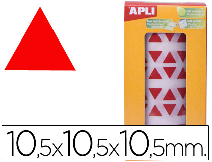 GOMETS AUTOADHESIVOS TRIANGULARES 10,5X10,5X10,5 MM ROJO EN ROLLO (Ref.4865)