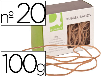 Q-CONNECT - GOMILLAS ELASTICAS 100 GR NUMERO 20 200 X 2 MM (Ref.KF15048)