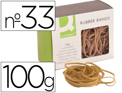 Q-CONNECT - GOMILLAS ELASTICAS 100 GR NUMERO 33 90 X 3 MM (Ref.KF10591)