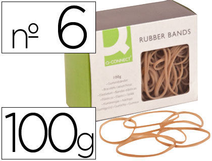Q-CONNECT - GOMILLAS ELASTICAS 100 GR NUMERO 6 60 X 2 MM (Ref.KF14694)