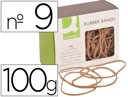 Q-CONNECT - GOMILLAS ELASTICAS 100 GR NUMERO 9 90 X 2 MM (Ref.KF14696)