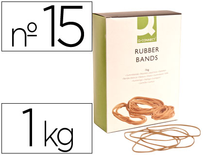 Q-CONNECT - GOMILLAS ELASTICAS 1000 GR NUMERO 15 150 X 2 MM (Ref.KF15179)