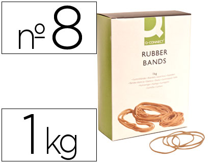 Q-CONNECT - GOMILLAS ELASTICAS 1000 GR NUMERO 8 80 X 2 MM (Ref.KF14685)