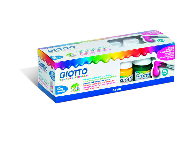 GIOTTO - Estuche 12 Temperas 25ml + pincel (Ref.356700)