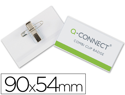 Q-CONNECT - IDENTIFICADOR CON PINZA E IMPERDIBLE -54X90 MM. (Ref.KF01567)
