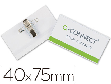 Q-CONNECT - IDENTIFICADOR CON PINZA E IMPERDIBLE 40X75 MM (Ref.KF17457)