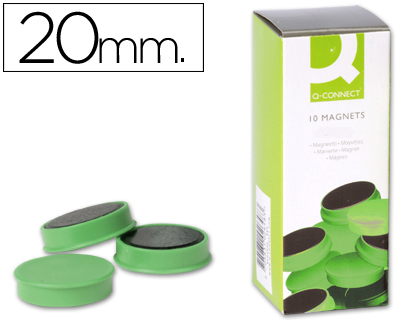Q-CONNECT - IMANES PARA SUJECION IDEAL PARA PIZARRAS MAGNETICAS20 MM VERDE -CAJA DE 10 IMANES (Ref.KF02635)
