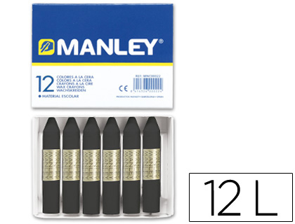 MANLEY - LAPICES CERA UNICOLOR NEGRO -CAJA DE 12 N.30 (Ref.MNC04737/ N. 30)