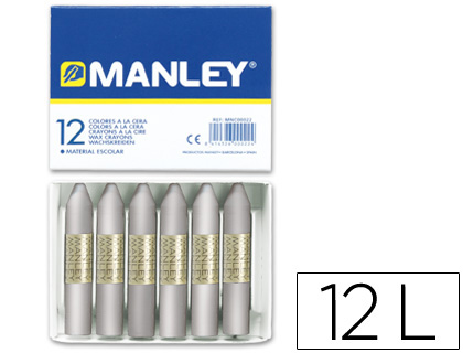 MANLEY - LAPICES CERA UNICOLOR PLATA -CAJA DE 12 N.75 (Ref.MNC05172)