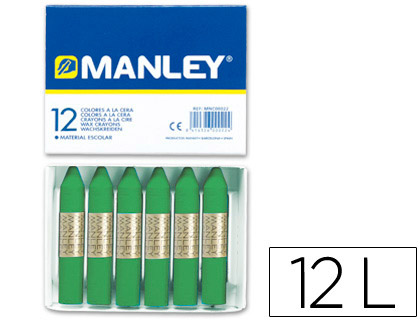MANLEY - LAPICES CERA UNICOLOR VERDE PRIMAVERA Nº 25 CAJA DE 12 (Ref.MNC04680/N.25)