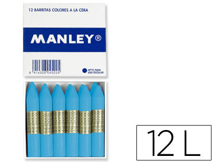MANLEY - LAPICES DE CERA UNICOLOR CELESTE CLARO CAJA DE 12 N.41 (Ref.MNC04840)