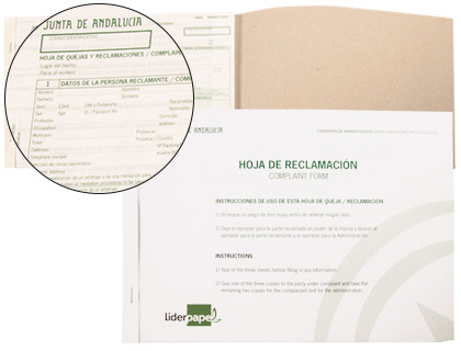 LIDERPAPEL - LIBRO HOJAS DE RECLAMACIONES JUNTA DE ANDALUCIA DIN A4 25 JUEGOS ORIGINAL + 2 COPIAS (Ref.LQ01)