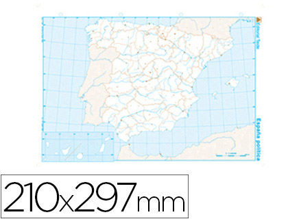 MAPA MUDO B/N DIN A4 ESPAÑA -POLITICO 