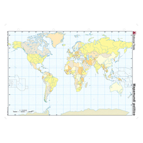 MAPA MUDO COLOR DIN A4 PLANISFERIO POLITICO 