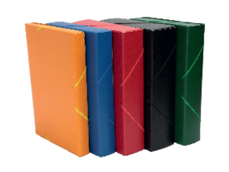 MARIOLA - Caja PROYECTO ARMADA CARTÓN GOFRADO CIERRE DE GOMAS LOMO FIJO DE 50MM COLOR ROJO REF (Ref.22053)