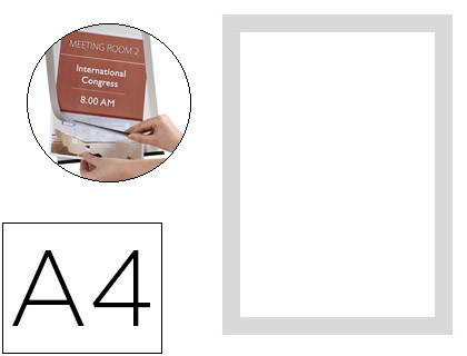 Q-CONNECT - MARCO PORTA ANUNCIOS MAGNETO DIN A4 DORSO ADHESIVO REMOVIBLE COLOR PLATA PACK DE 2 (Ref.KF22351)