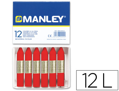 MANLEY - CAJA DE 12 CERAS ROJO ESCARL. Nº9 (Ref.MNC04522)